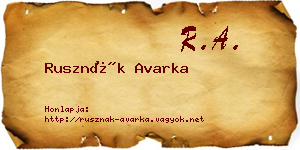 Rusznák Avarka névjegykártya